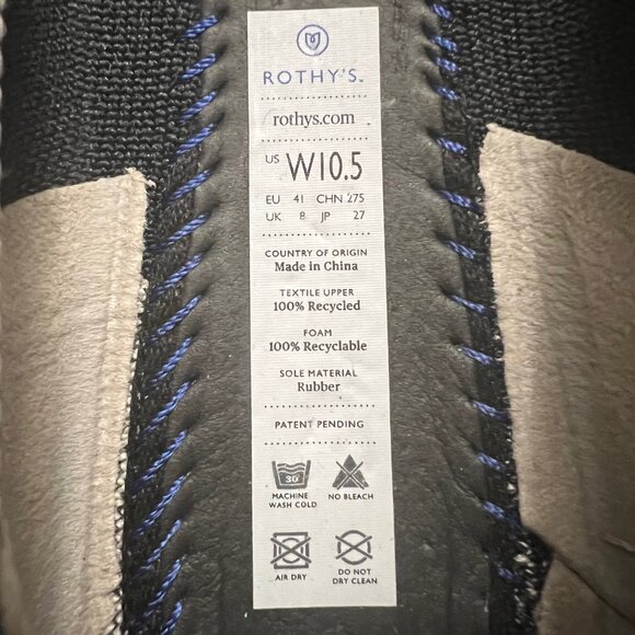 Rothy's Captoe Black White Buffalo Plaid Slip On Flats Shoes Retired Size 10.5 - Picture 12 of 13